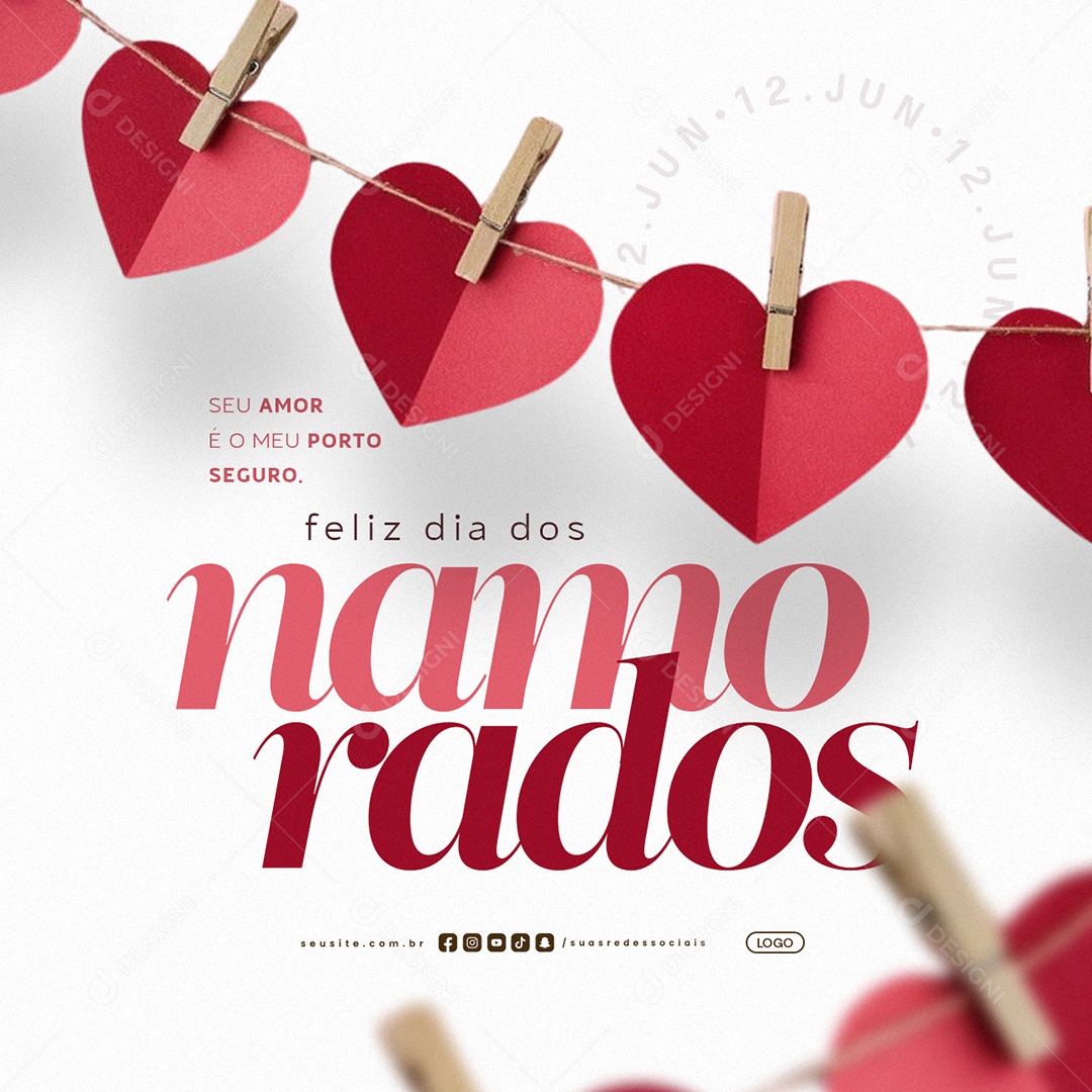 Feliz Dia dos Namorados 12 de Junho Social Media PSD Editável