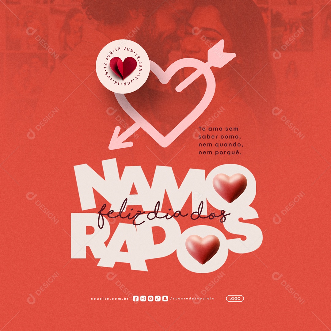 Feliz Dia dos Namorados 12 de Junho Social Media PSD Editável
