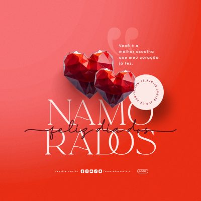Feliz Dia dos Namorados 12 de Junho Social Media PSD Editável