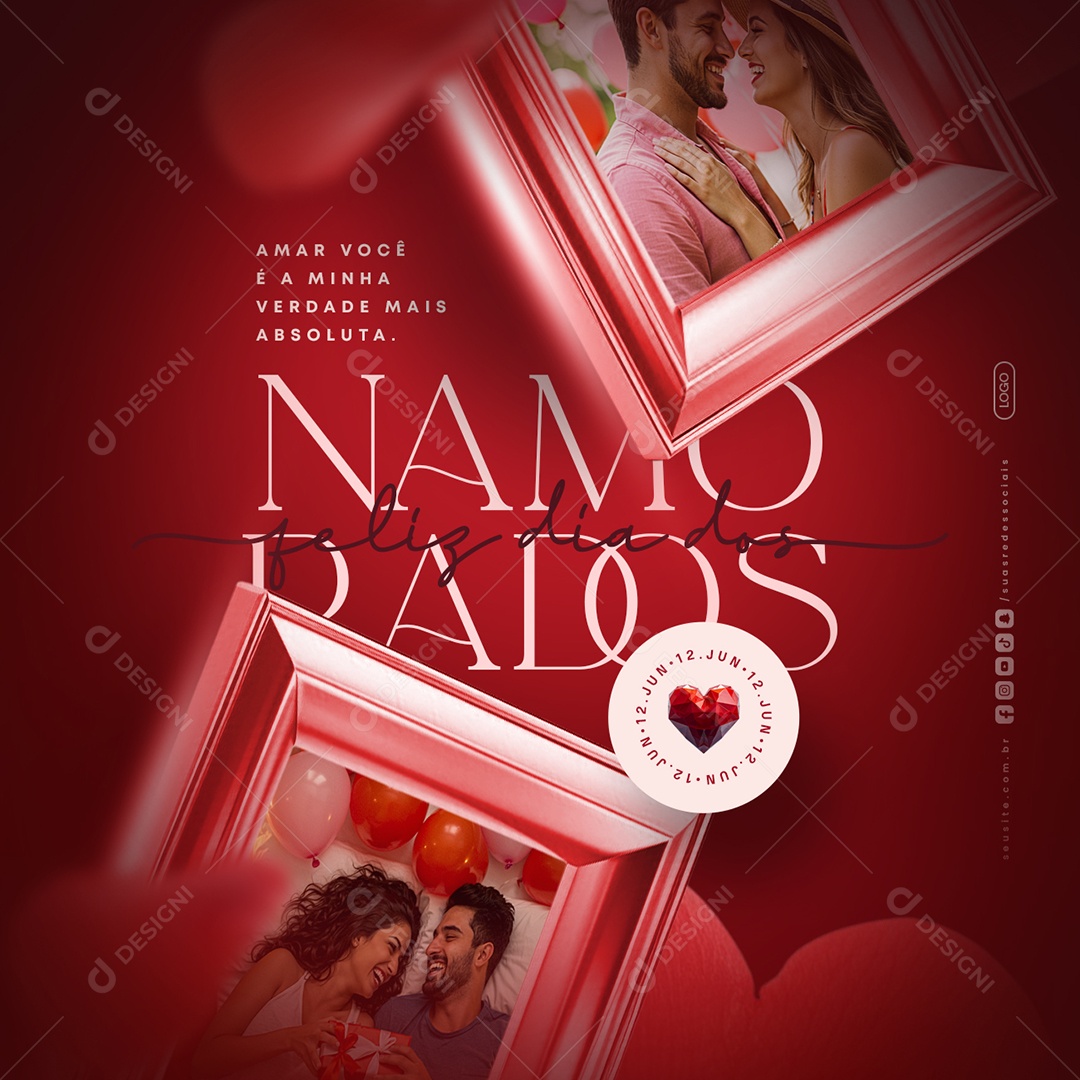 Feliz Dia dos Namorados 12 de Junho Social Media PSD Editável