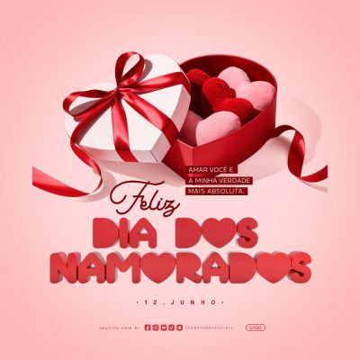 Feliz Dia dos Namorados 12 de Junho Social Media PSD Editável