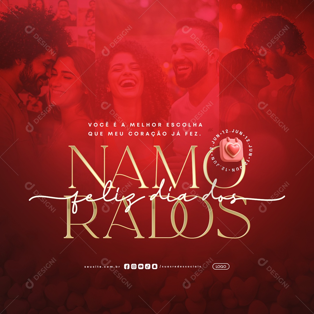 Feliz Dia dos Namorados 12 de Junho Social Media PSD Editável