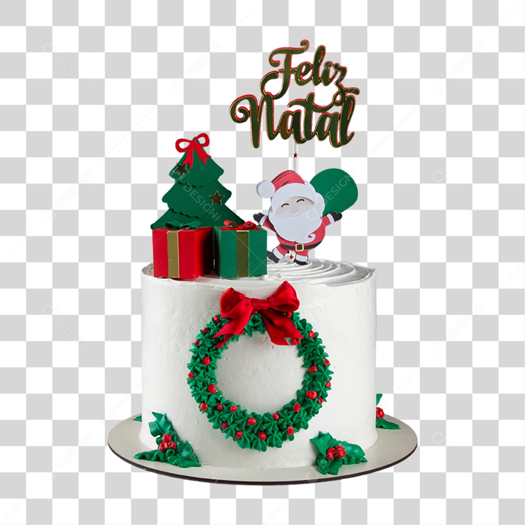 Bolo Doce com Cobertura Natal PNG Transparente