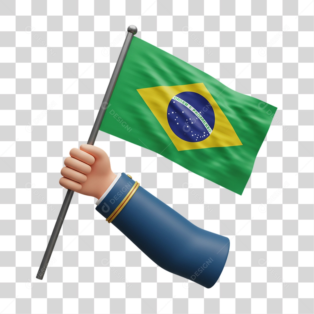 Elemento 3D Objetos Históricos 7 de Setembro Bandeira do Brasil PNG Transparente