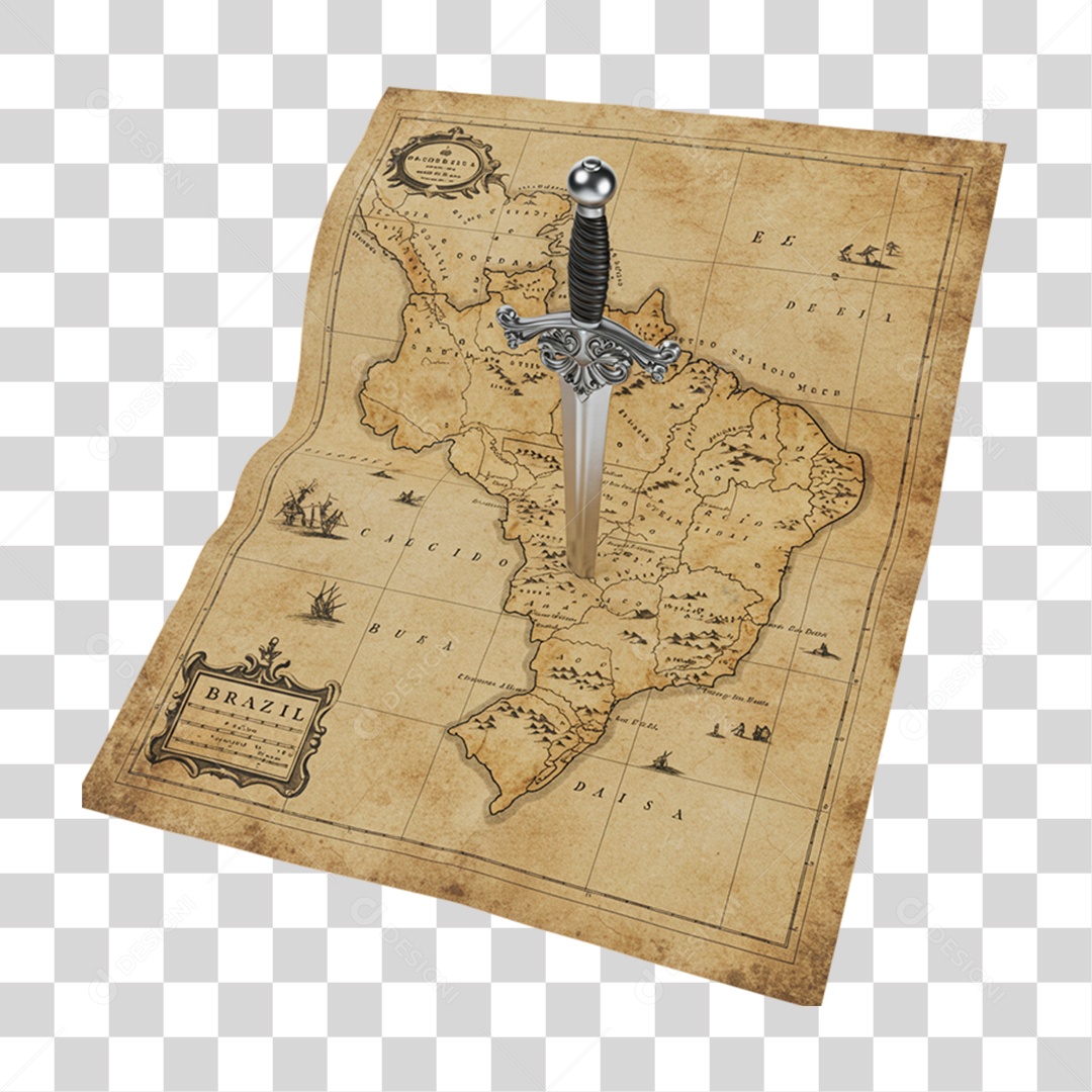 Elemento 3D Objetos Históricos 7 de Setembro Espada PNG Transparente