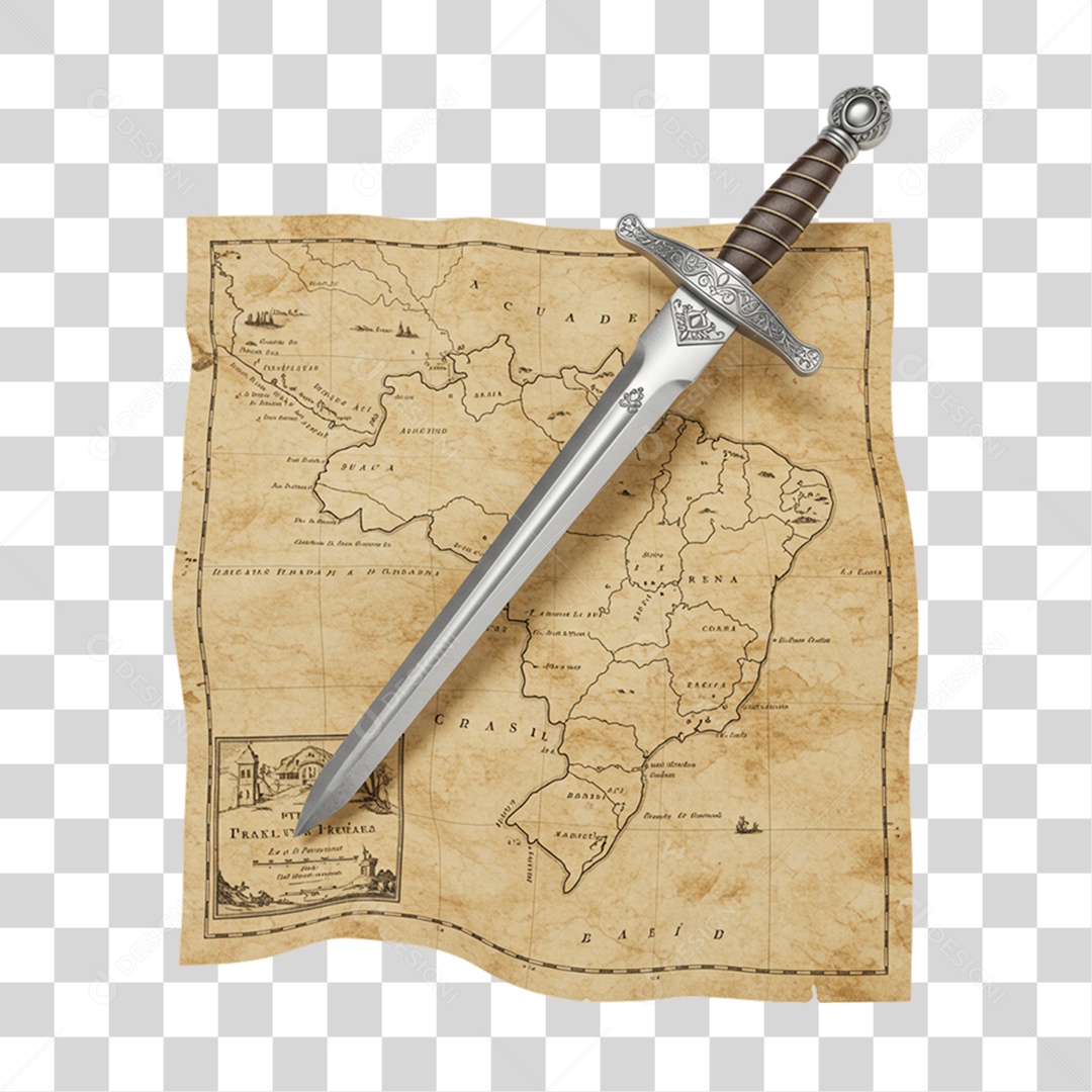 Elemento 3D Objetos Históricos 7 de Setembro Espada PNG Transparente