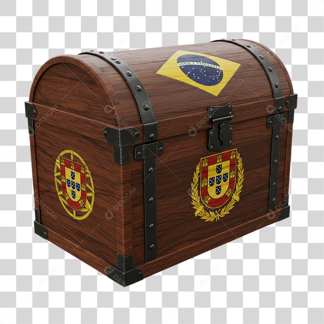Elemento 3D Objetos Históricos 7 de Setembro Baú PNG Transparente