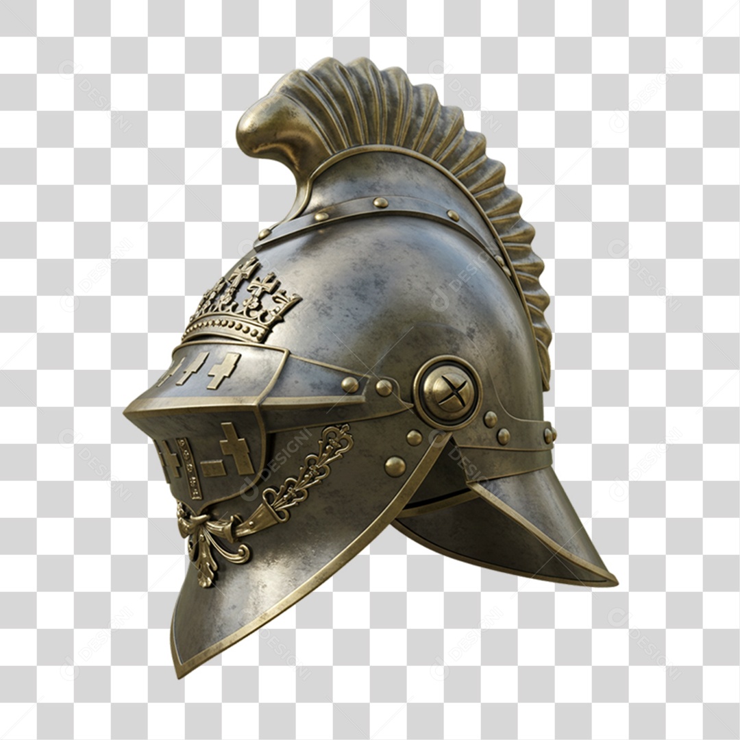 Elemento 3D Objetos Históricos 7 de Setembro Capacete de Cavaleiro PNG Transparente