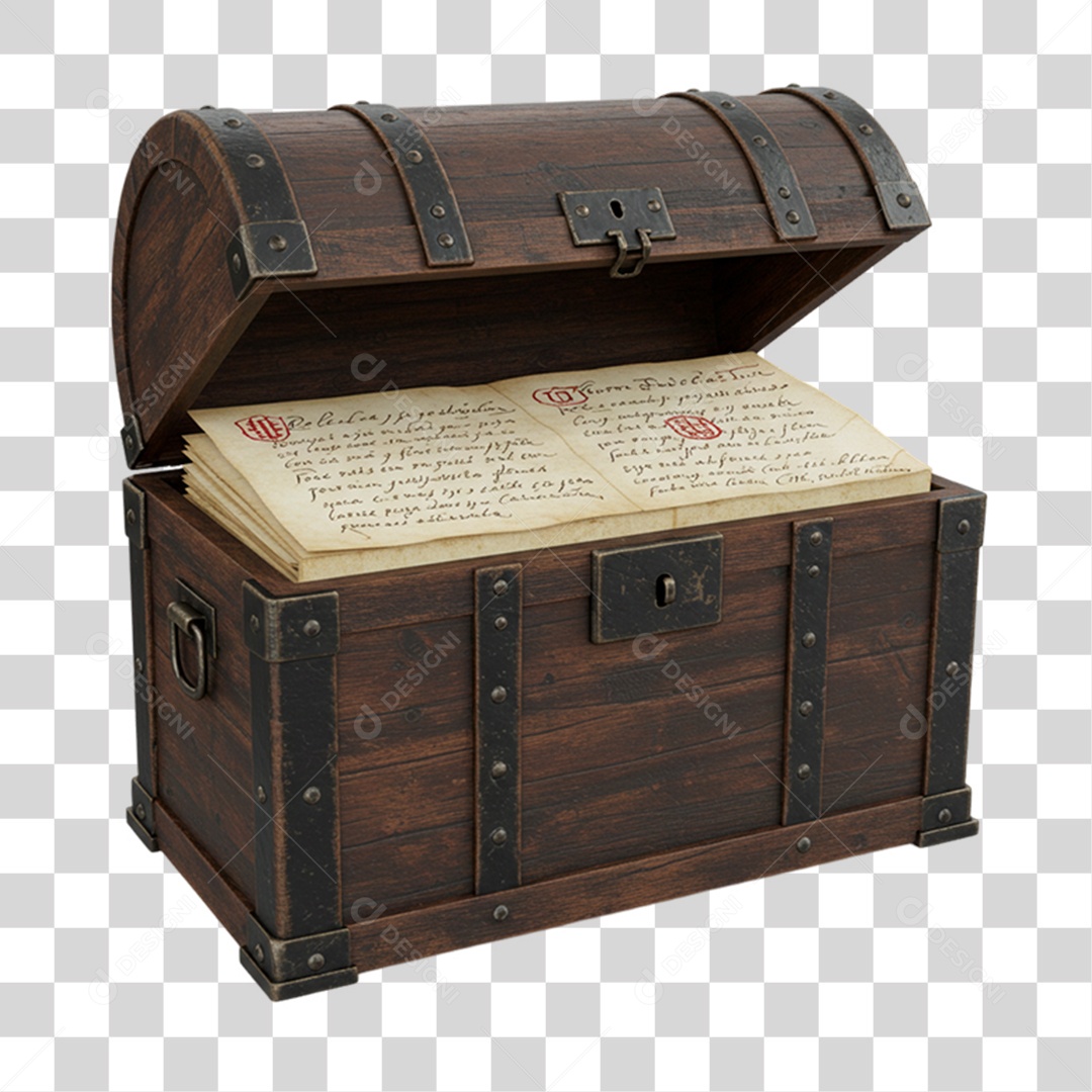 Elemento 3D Objetos Históricos 7 de Setembro Baú PNG Transparente