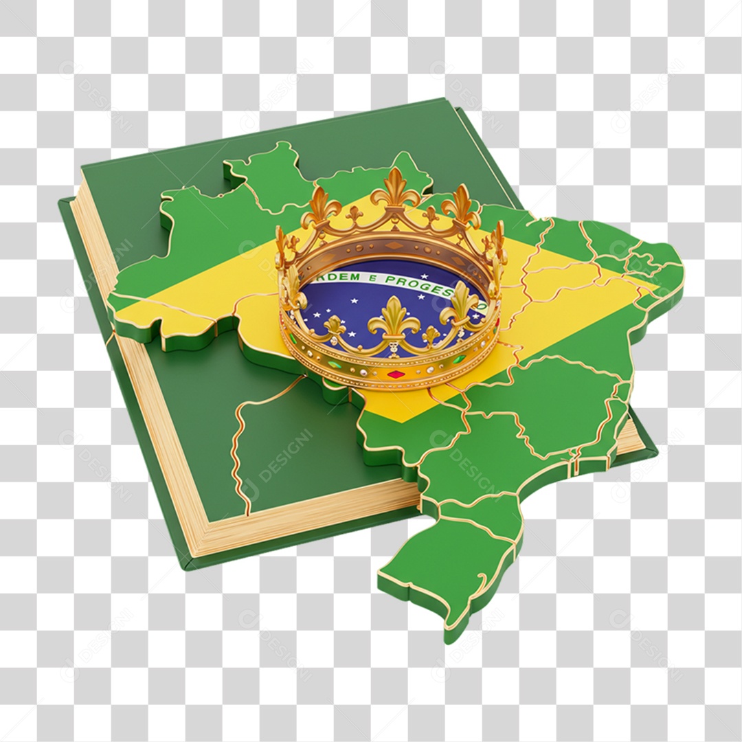 Elemento 3D Objetos Históricos 7 de Setembro Mapa do Brasil PNG Transparente