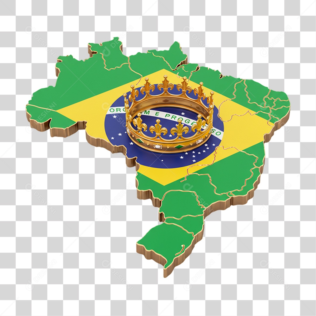 Elemento 3D Objetos Históricos 7 de Setembro Mapa do Brasil PNG Transparente