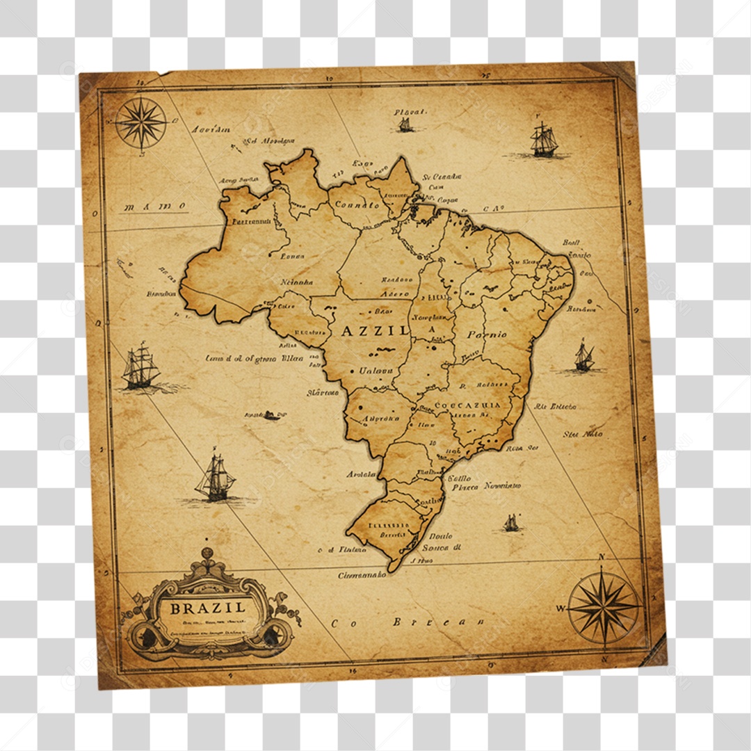 Elemento 3D Objetos Históricos 7 de Setembro Mapa PNG Transparente