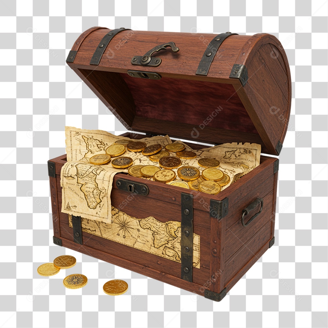 Elemento 3D Objetos Históricos 7 de Setembro Baú PNG Transparente