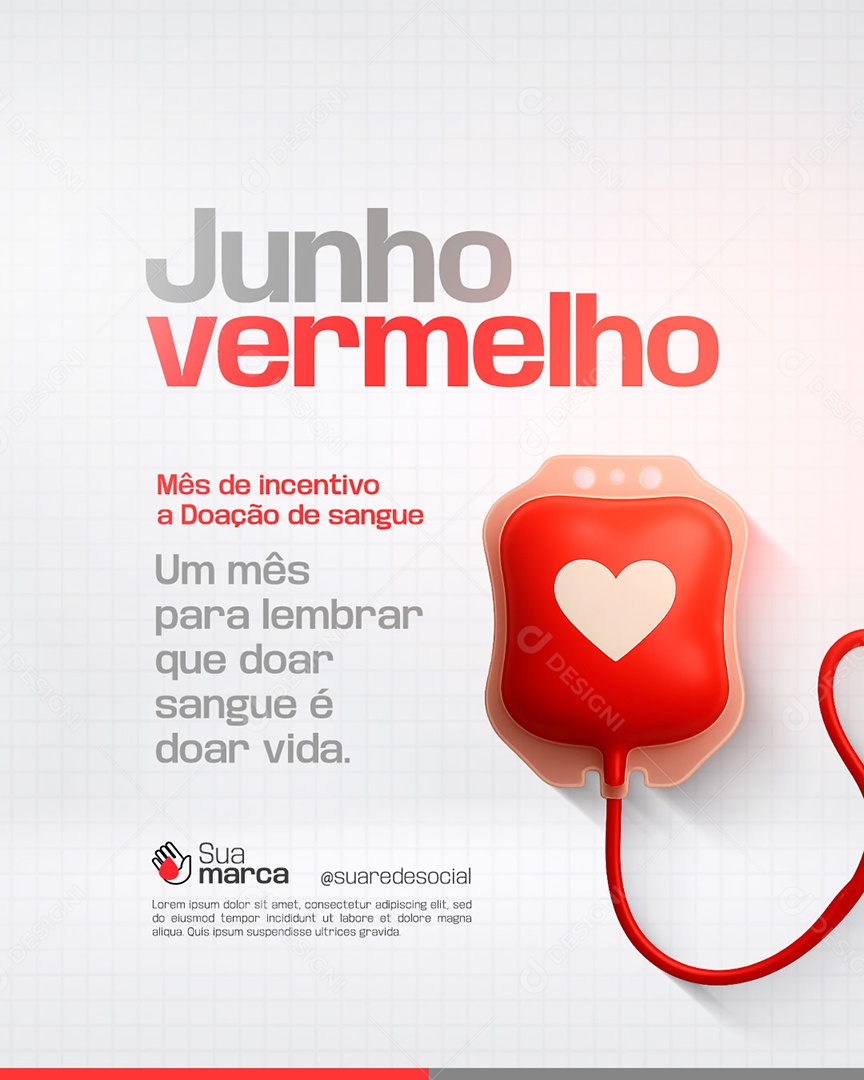 Junho Vermelho Doe de Sangue Social Media PSD Editável