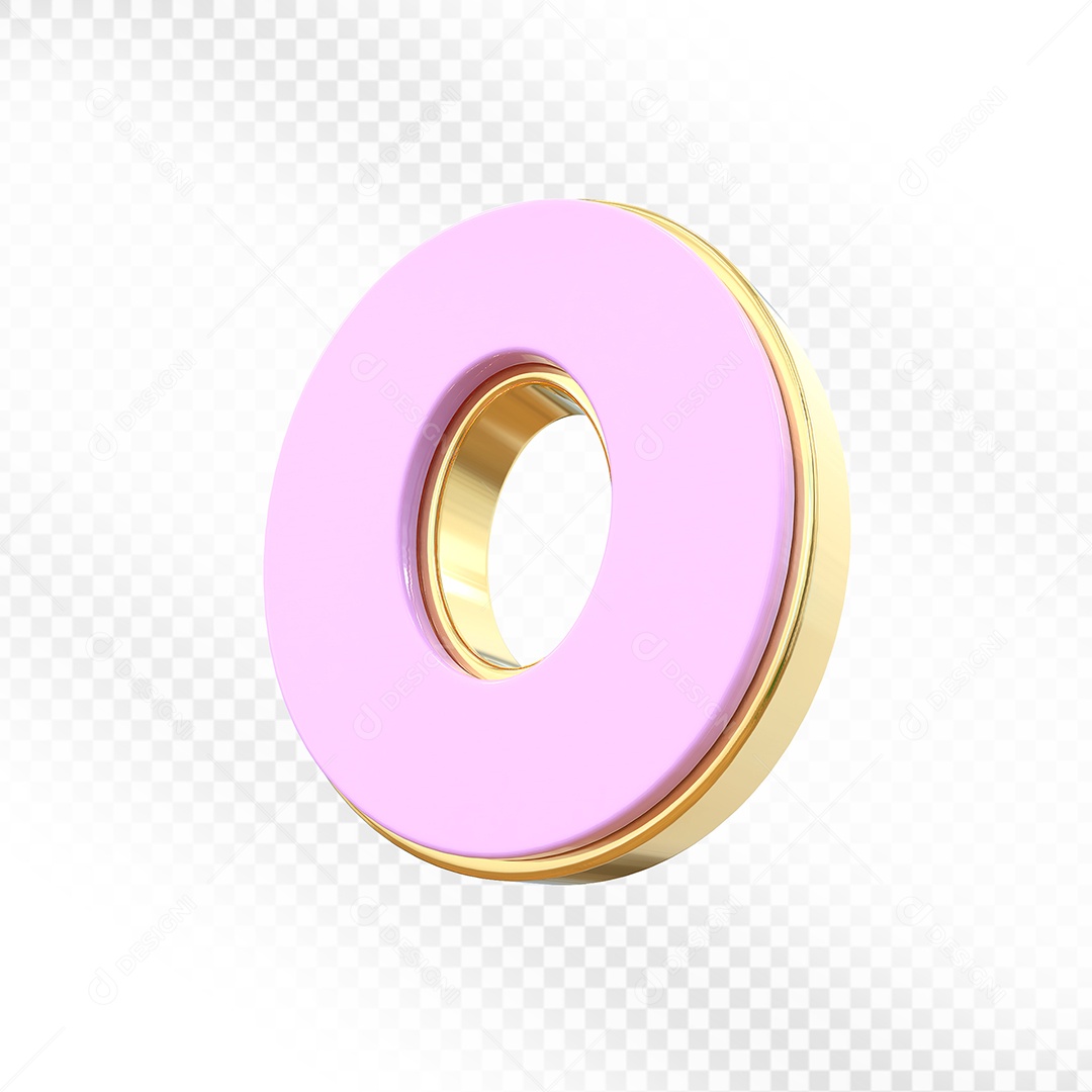 Elemento 3D Número 0 Rosa Para Composição PSD