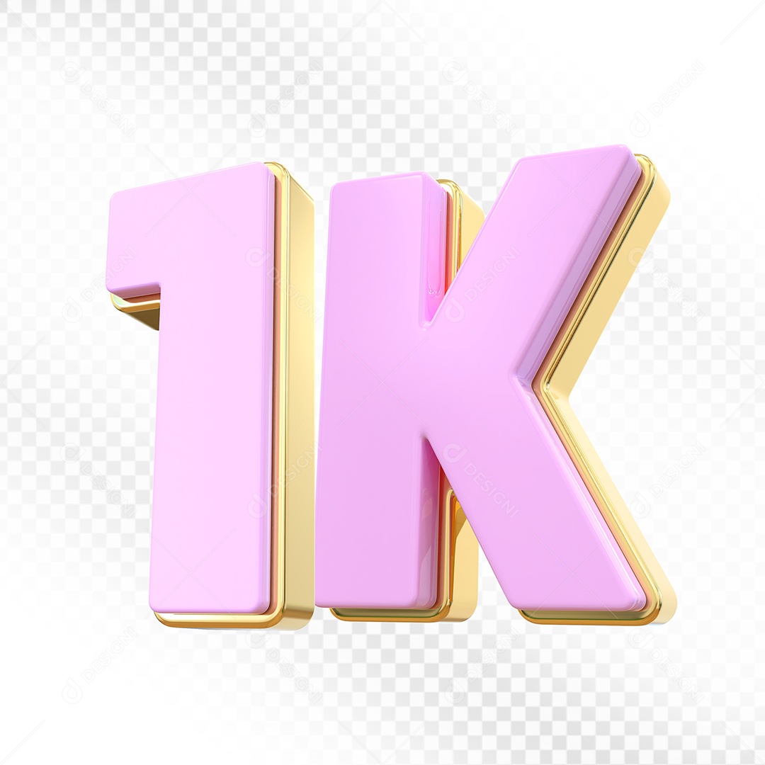 Elemento 3D Número 1K Rosa Para Composição PSD