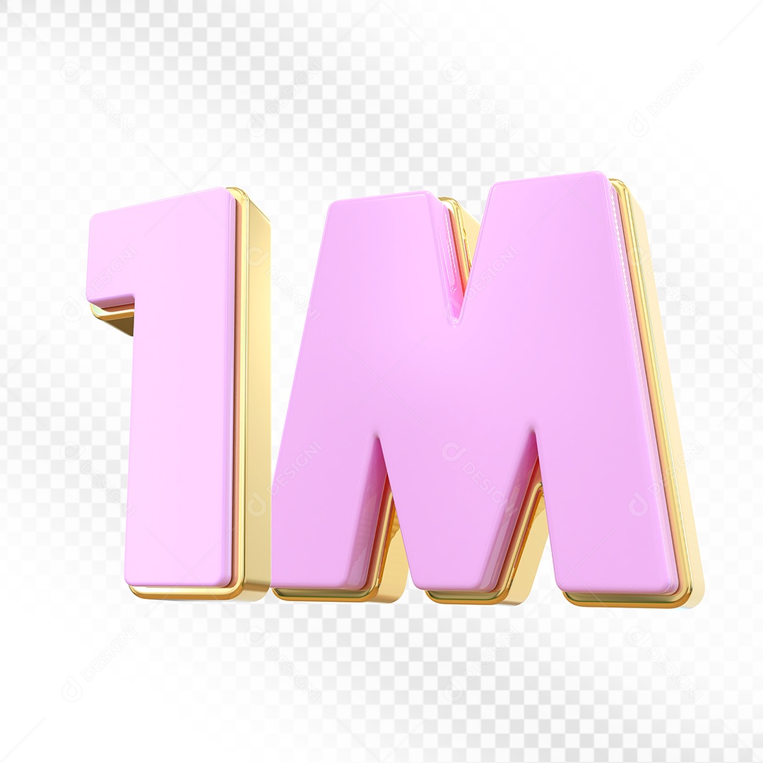 Elemento 3D Número 1M Rosa Para Composição PSD