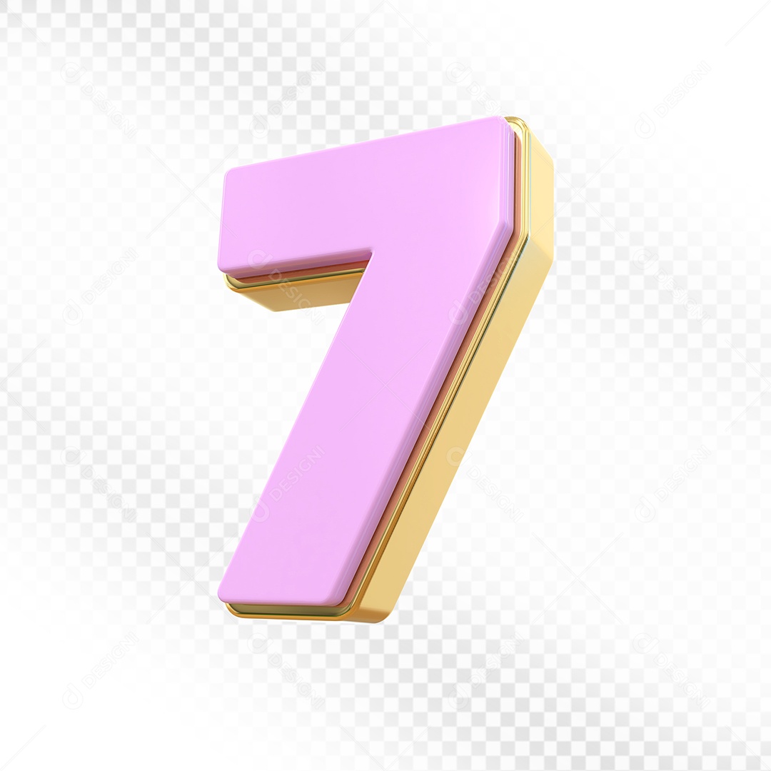 Elemento 3D Número 7 Rosa Para Composição PSD