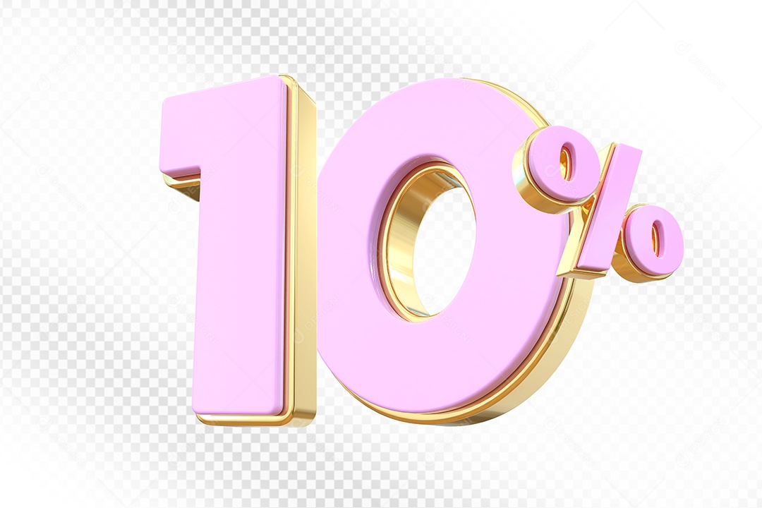 Elemento 3D Número 10% Rosa Para Composição PSD