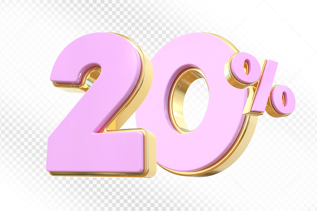 Elemento 3D Número 20% Rosa Para Composição PSD