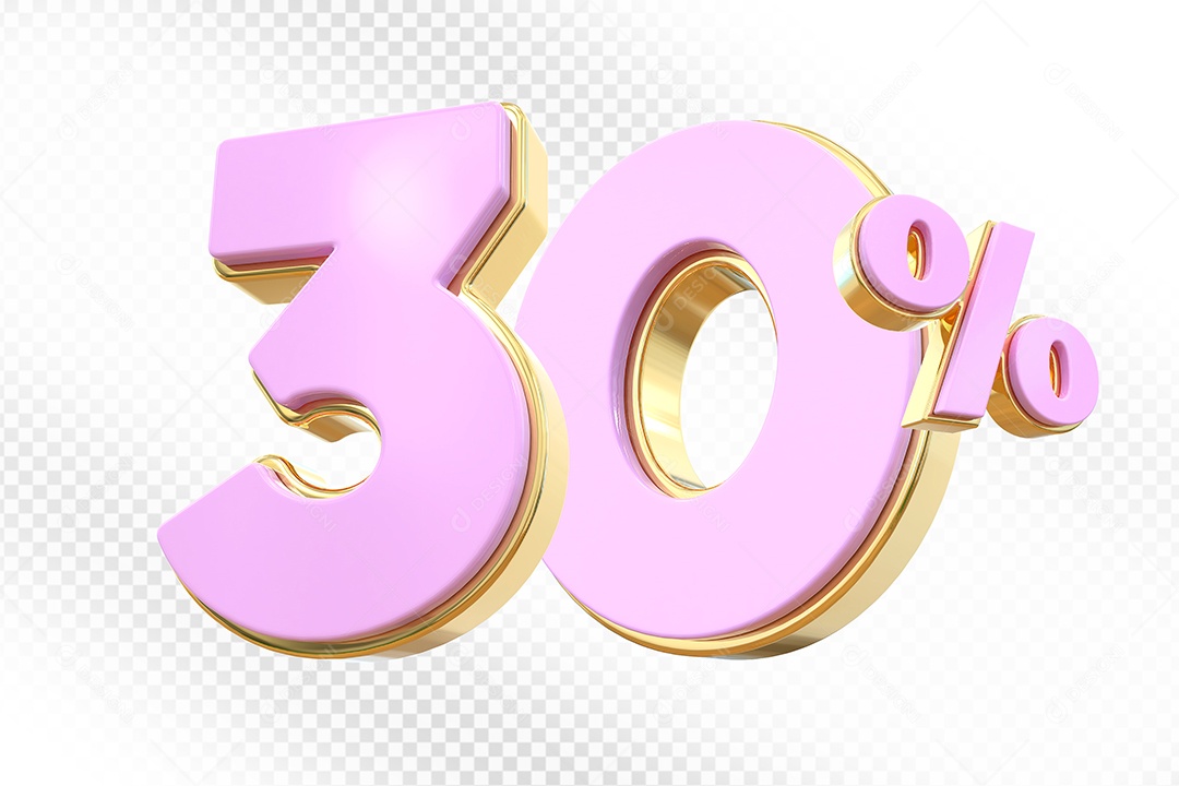Elemento 3D Número 30% Rosa Para Composição PSD
