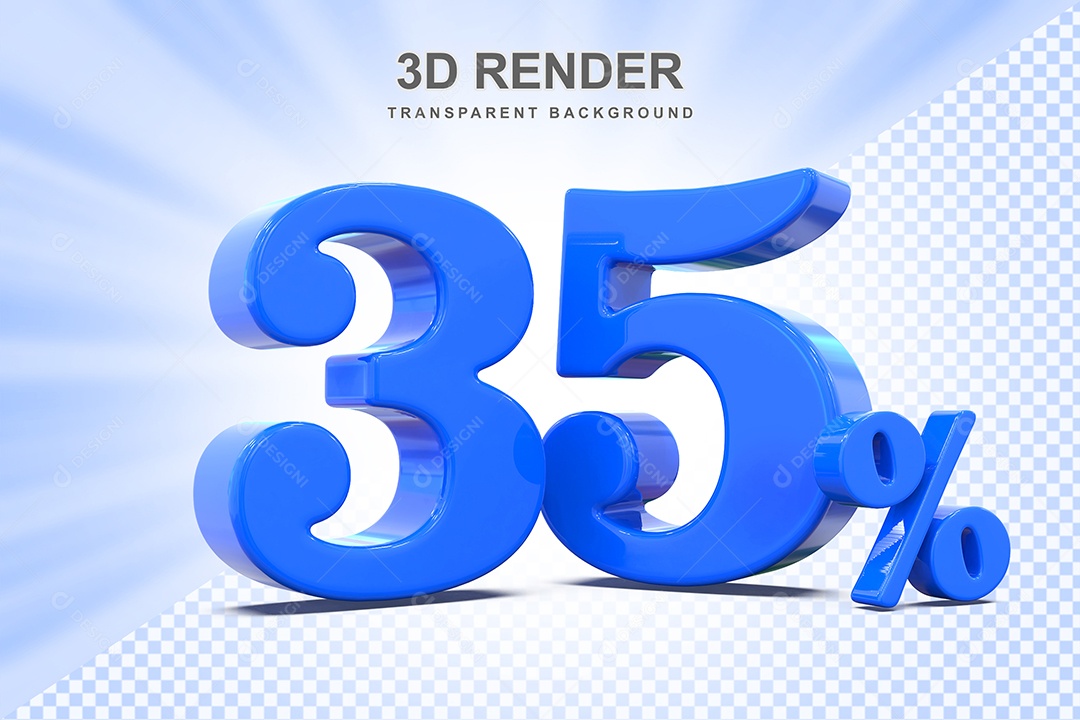 Elemento 3D Número 35% Azul Para Composição PSD