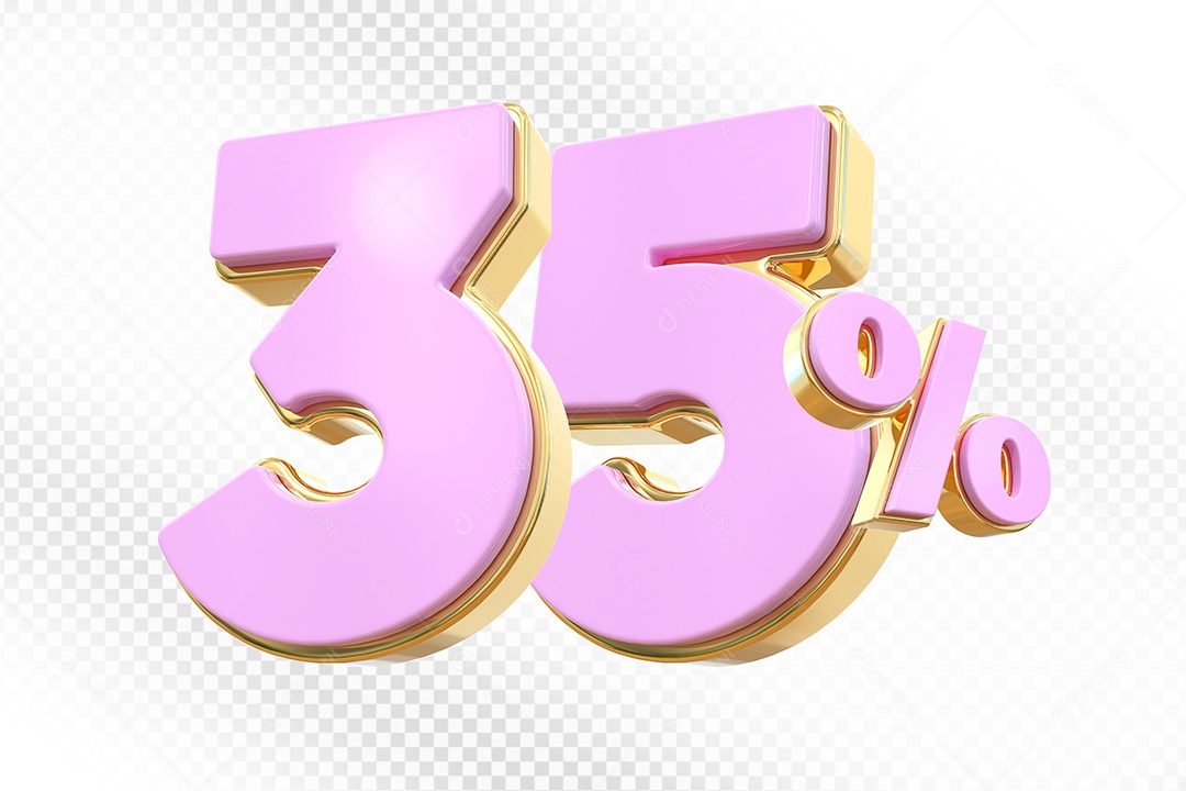 Elemento 3D Número 35% Rosa Para Composição PSD