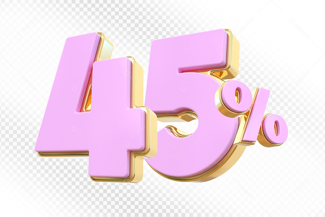 Elemento 3D Número 45% Rosa Para Composição PSD