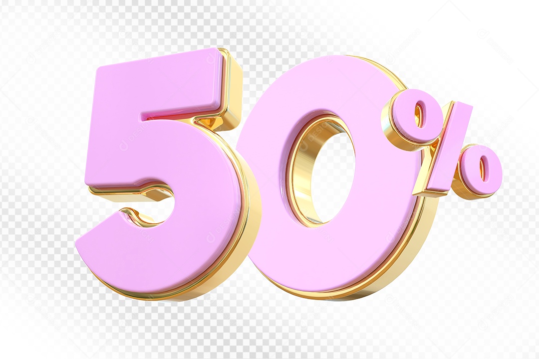 Elemento 3D Número 50% Rosa Para Composição PSD