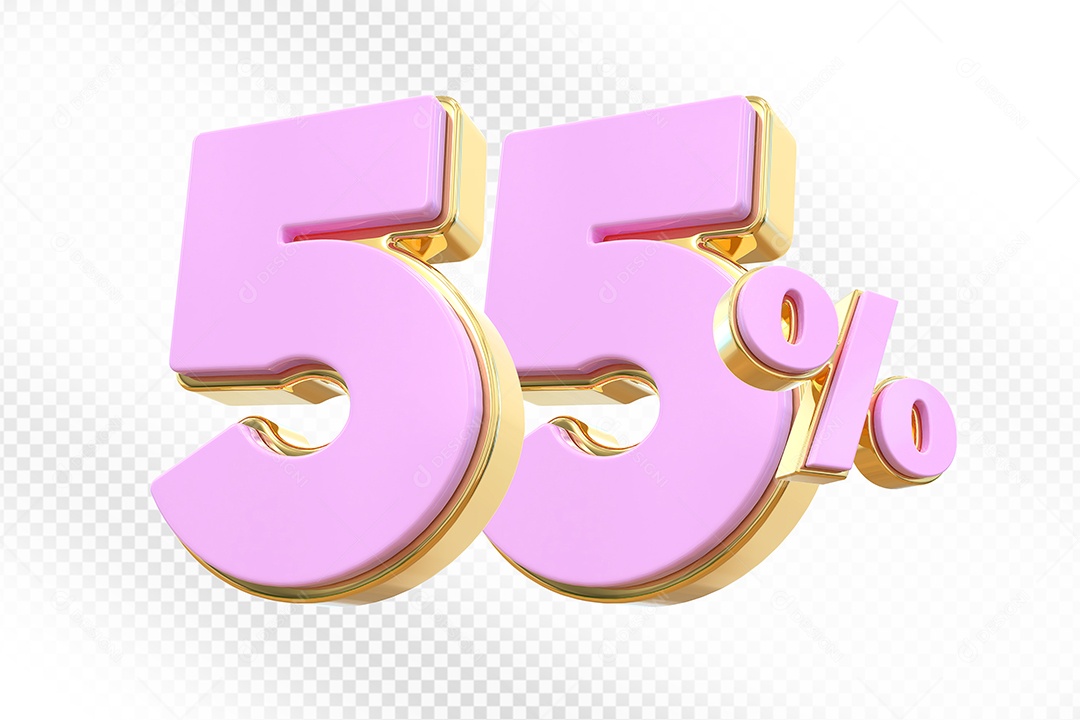 Elemento 3D Número 55% Rosa Para Composição PSD
