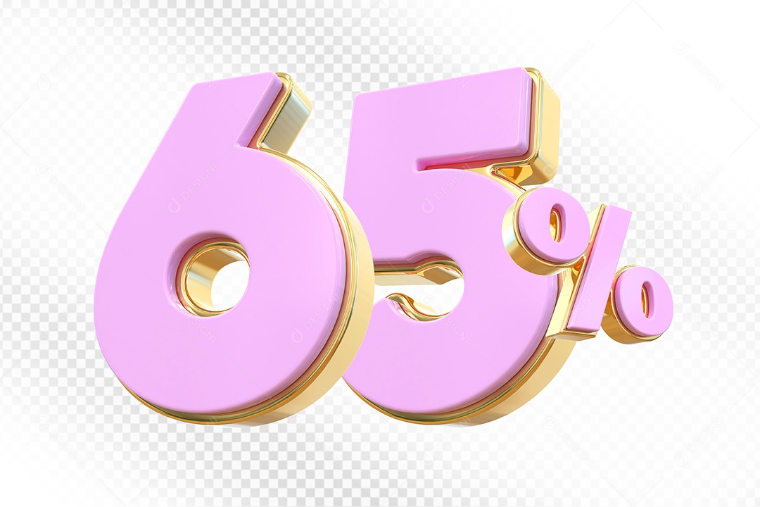 Elemento 3D Número 65% Rosa Para Composição PSD