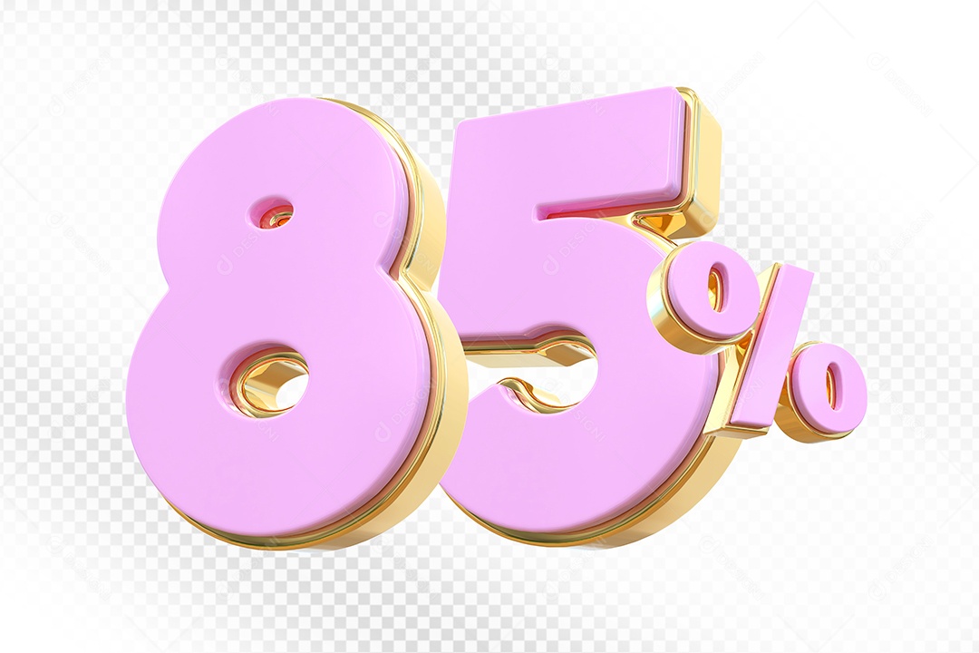 Elemento 3D Número 85% Rosa Para Composição PSD
