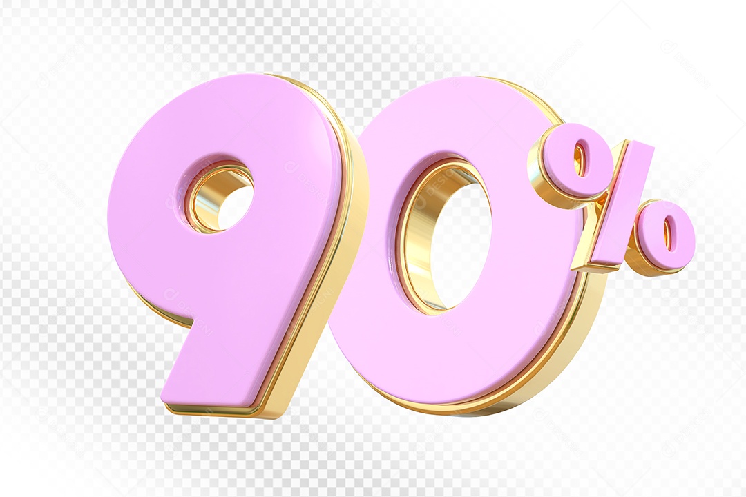 Elemento 3D Número 90% Rosa Para Composição PSD