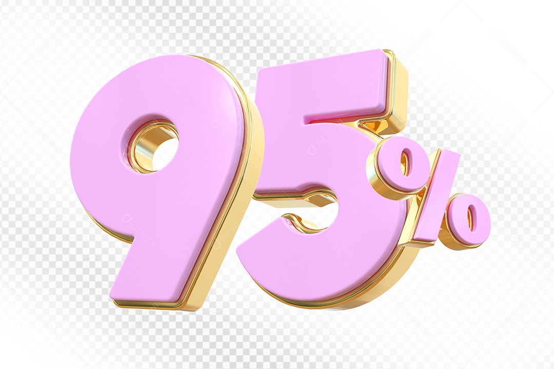 Elemento 3D Número 95% Rosa Para Composição PSD