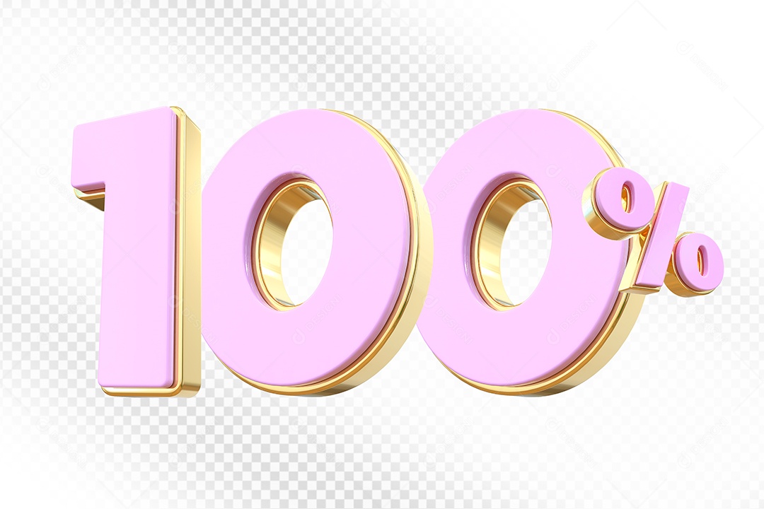 Elemento 3D Número 100% Rosa Para Composição PSD