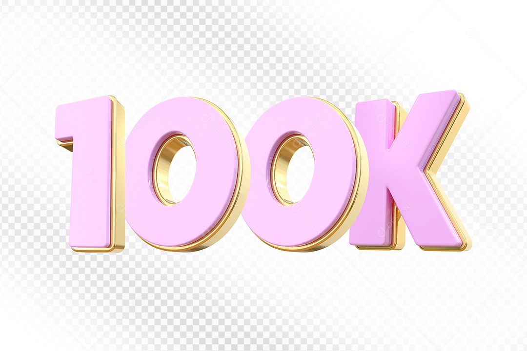 Elemento 3D Número 100K Rosa Para Composição PSD
