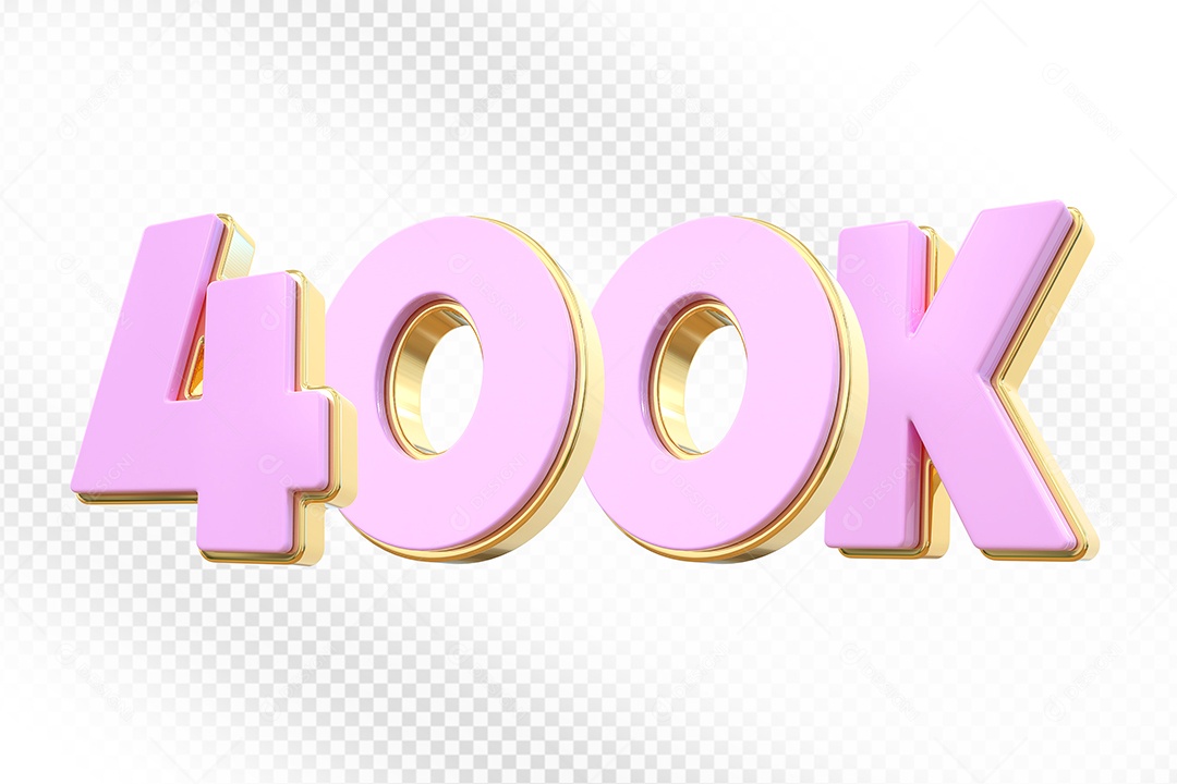 Elemento 3D Número 400K Rosa Para Composição PSD