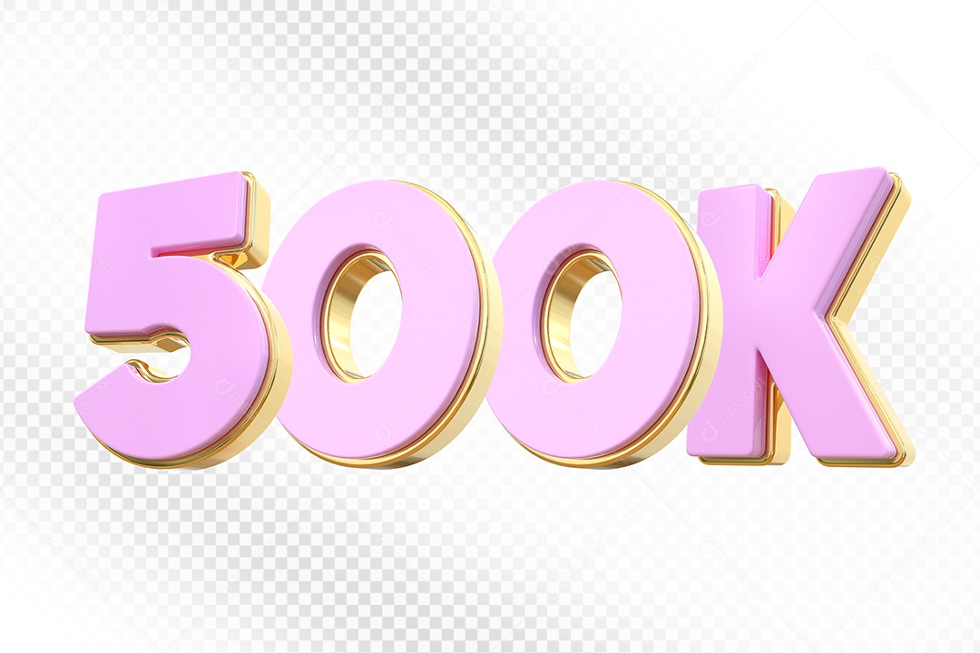 Elemento 3D Número 500K Rosa Para Composição PSD