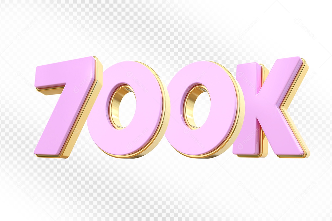Elemento 3D Número 700K Rosa Para Composição PSD