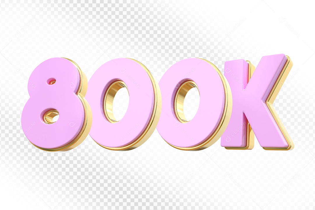 Elemento 3D Número 800K Rosa Para Composição PSD