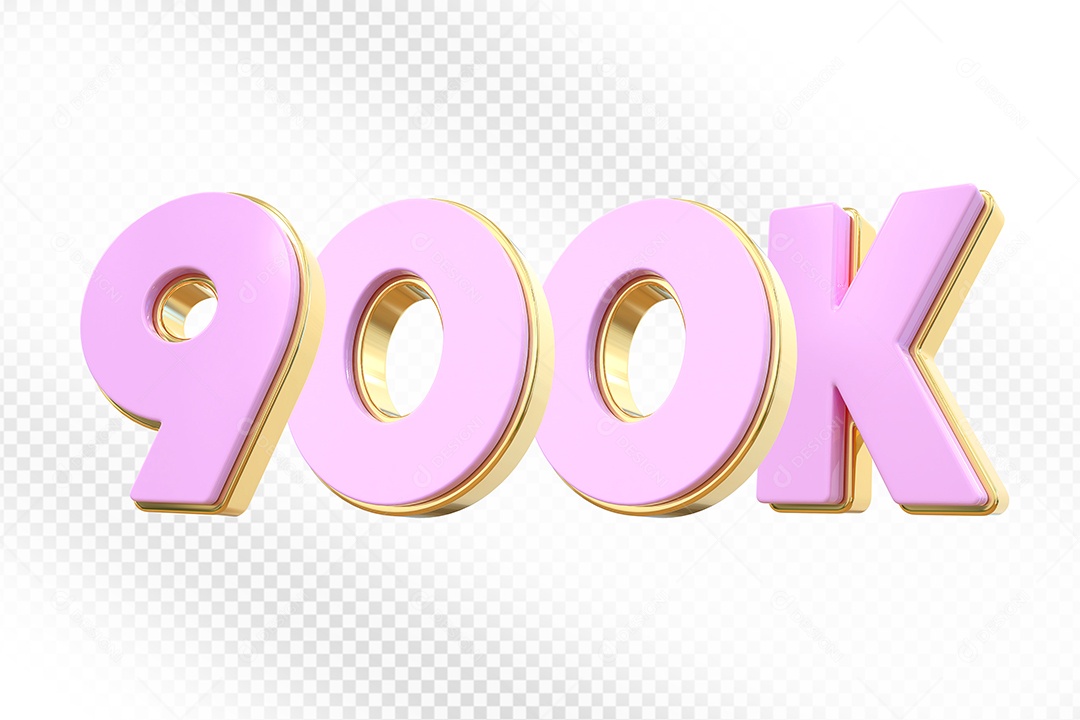 Elemento 3D Número 900K Rosa Para Composição PSD