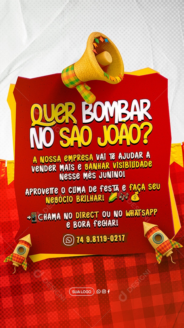 Story Comunicado de Funcionamento São João Social Media PSD Editável