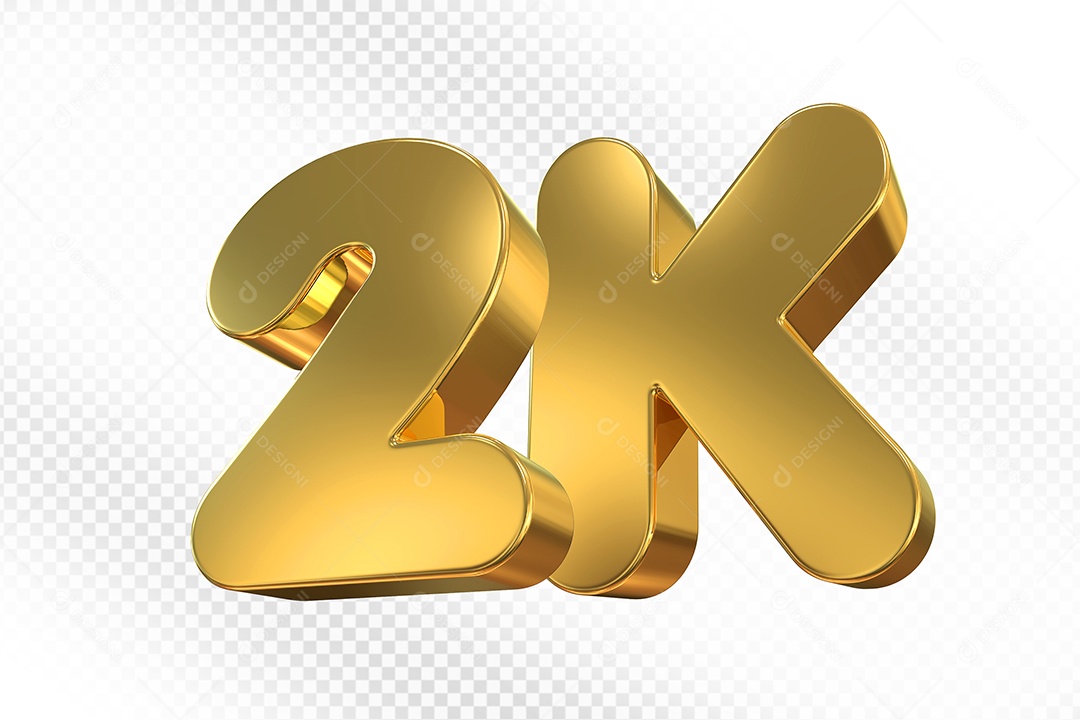 Elemento 3D Número 2K Dourado Para Composição PSD