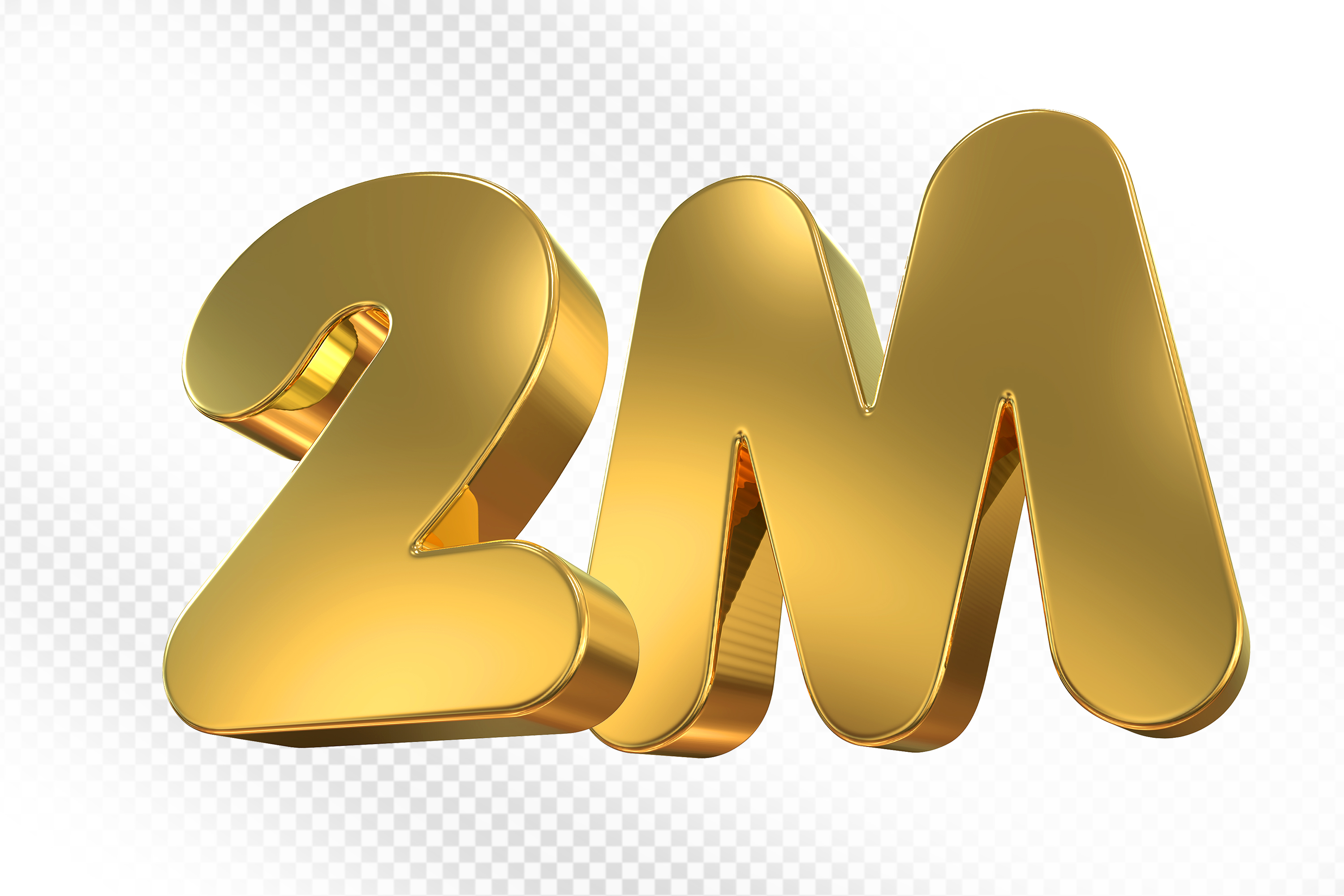 Elemento 3D Número 2M Dourado Para Composição PSD