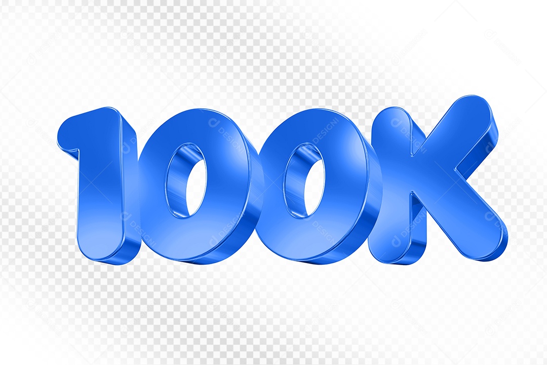 Elemento 3D Número 100K Azul Para Composição PSD
