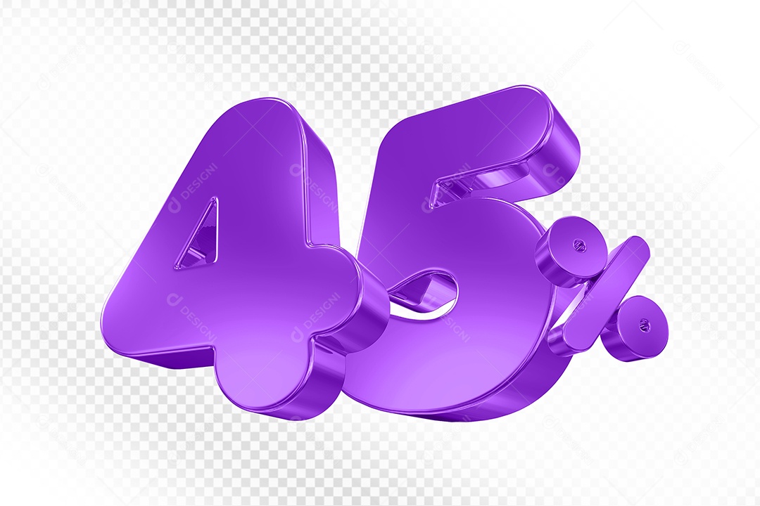 Elemento 3D Número 45% Roxo Para Composição PSD