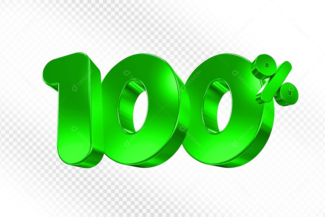 Elemento 3D Número 100% Verde Para Composição PSD