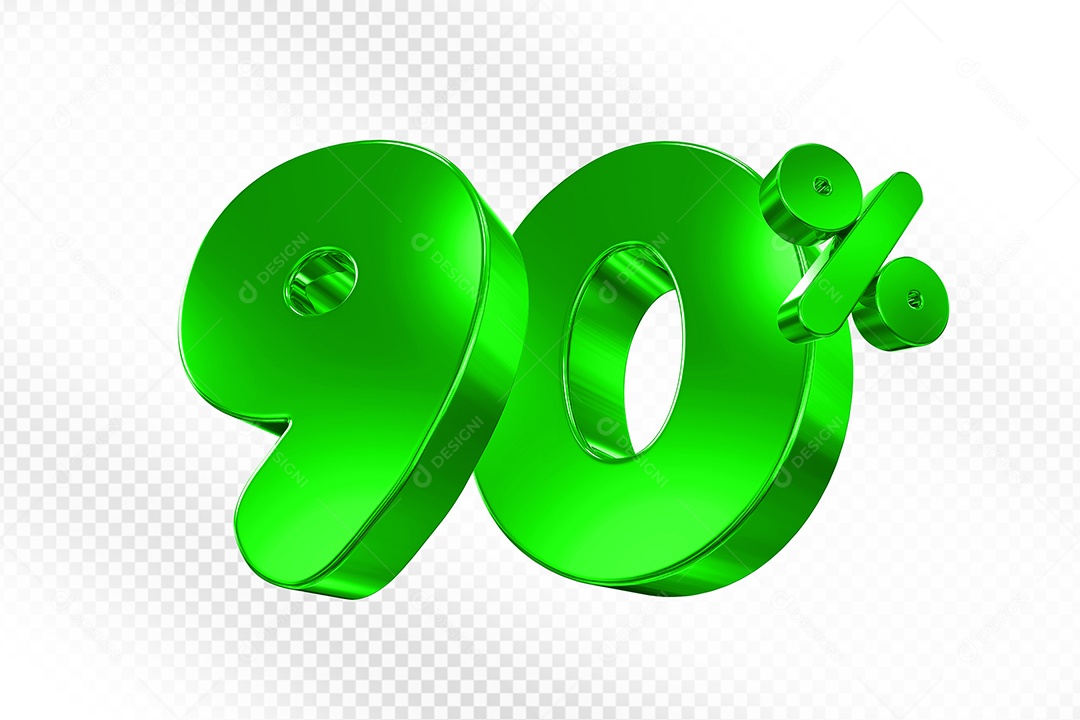Elemento 3D Número 90% Verde Para Composição PSD