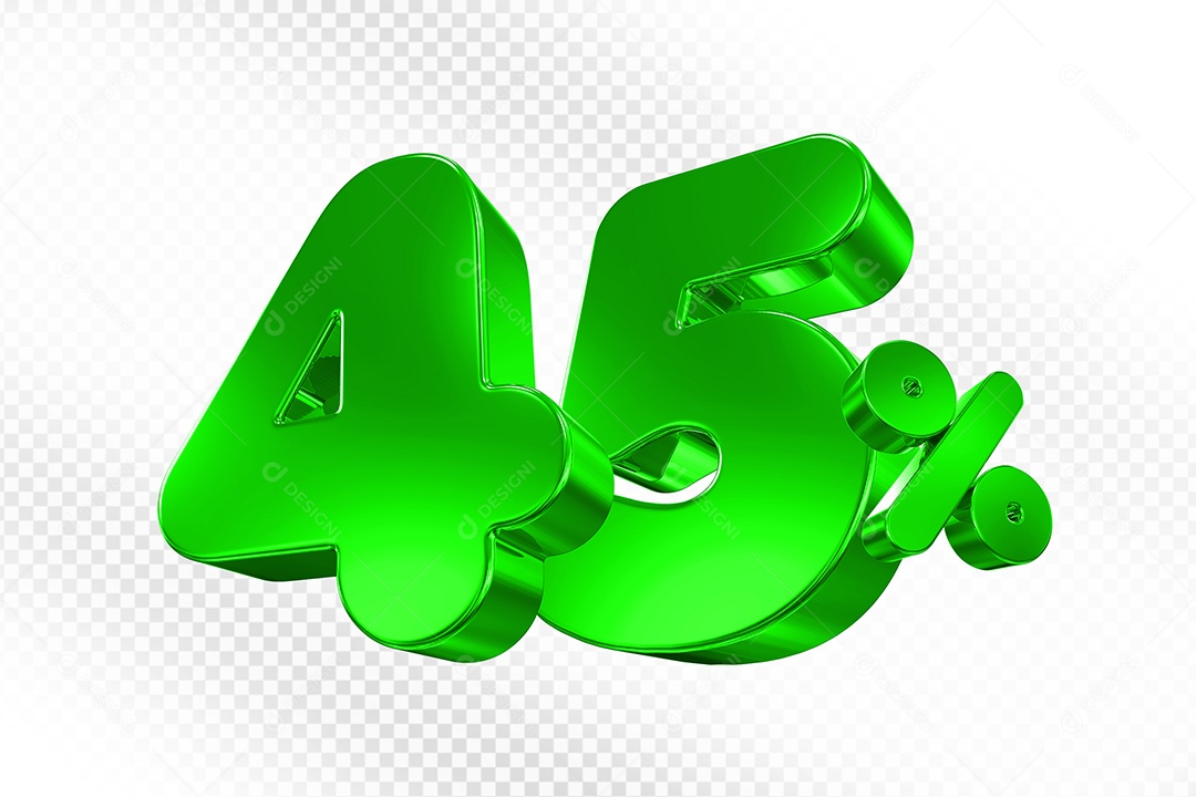 Elemento 3D Número 45% Verde Para Composição PSD