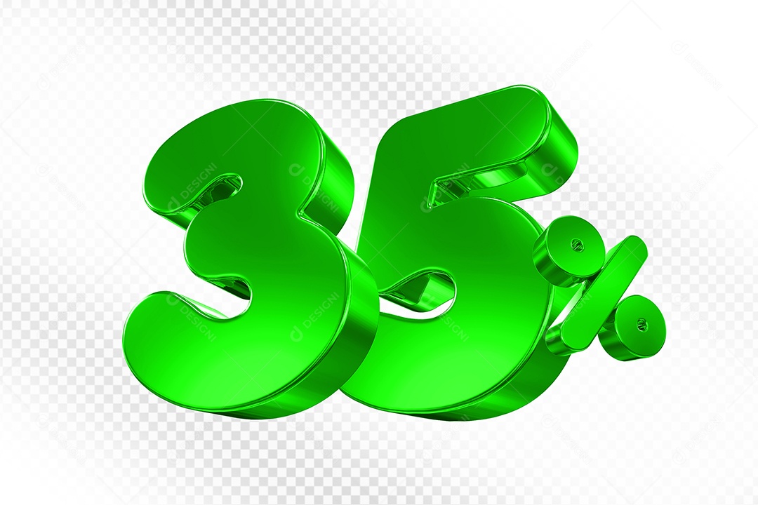 Elemento 3D Número 35% Verde Para Composição PSD